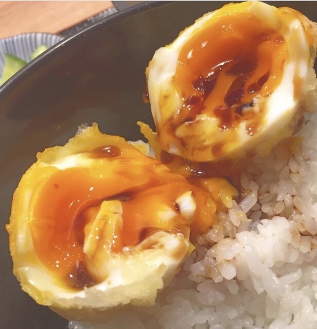 半熟卵天 1個